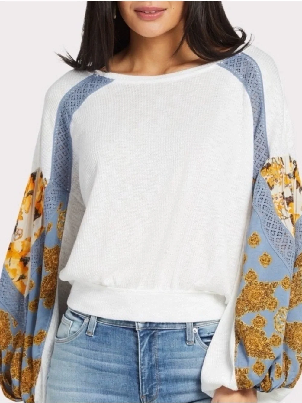 Free People Casual Clash top -Ivory Medium